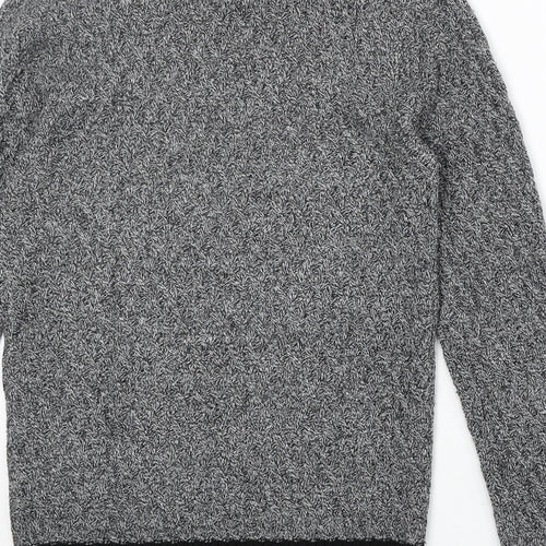 Twisted Soul Mens Grey Round Neck Acrylic Pullover Jumper Size S Long Sleeve