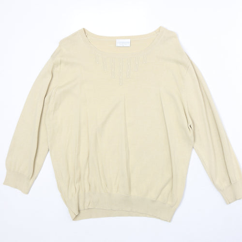Cotsworld Womens Beige Round Neck Cotton Pullover Jumper Size XL