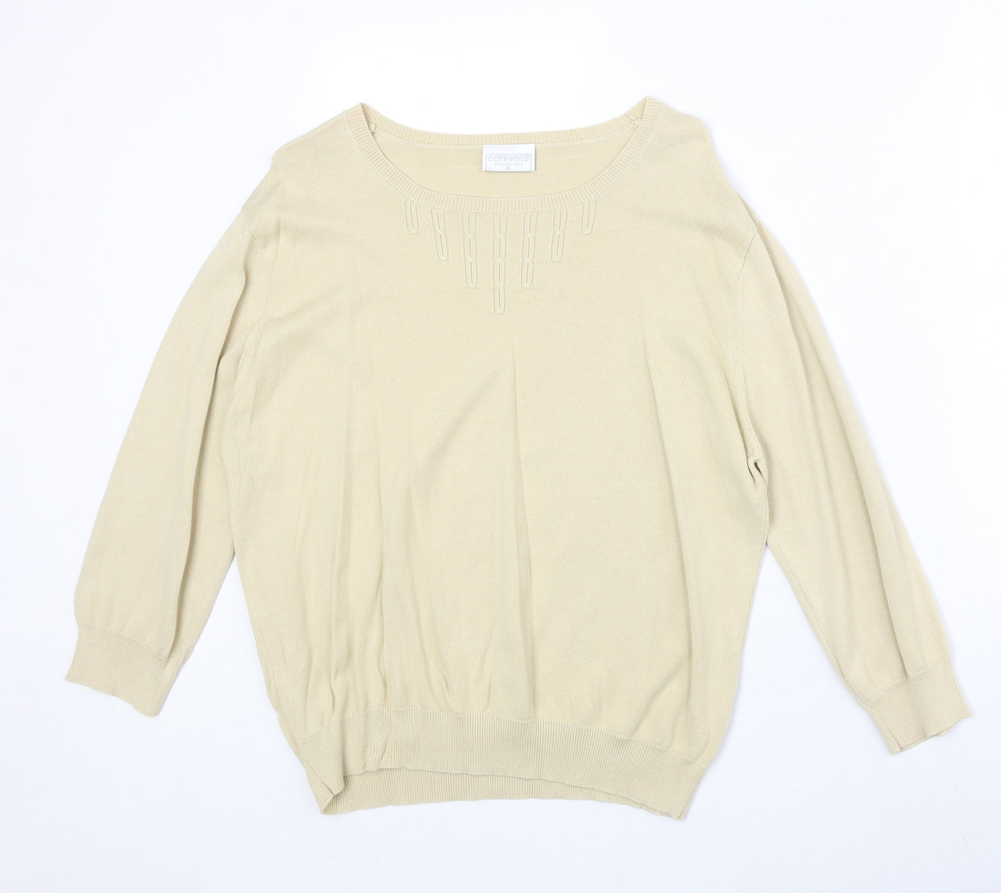 Cotsworld Womens Beige Round Neck Cotton Pullover Jumper Size XL