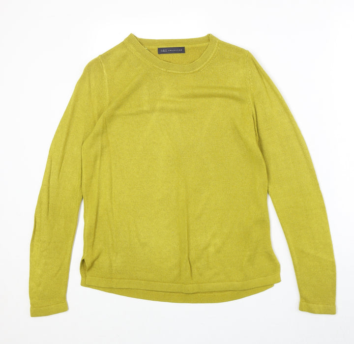 Marks and Spencer Womens Green Round Neck Acrylic Pullover Jumper Size 12