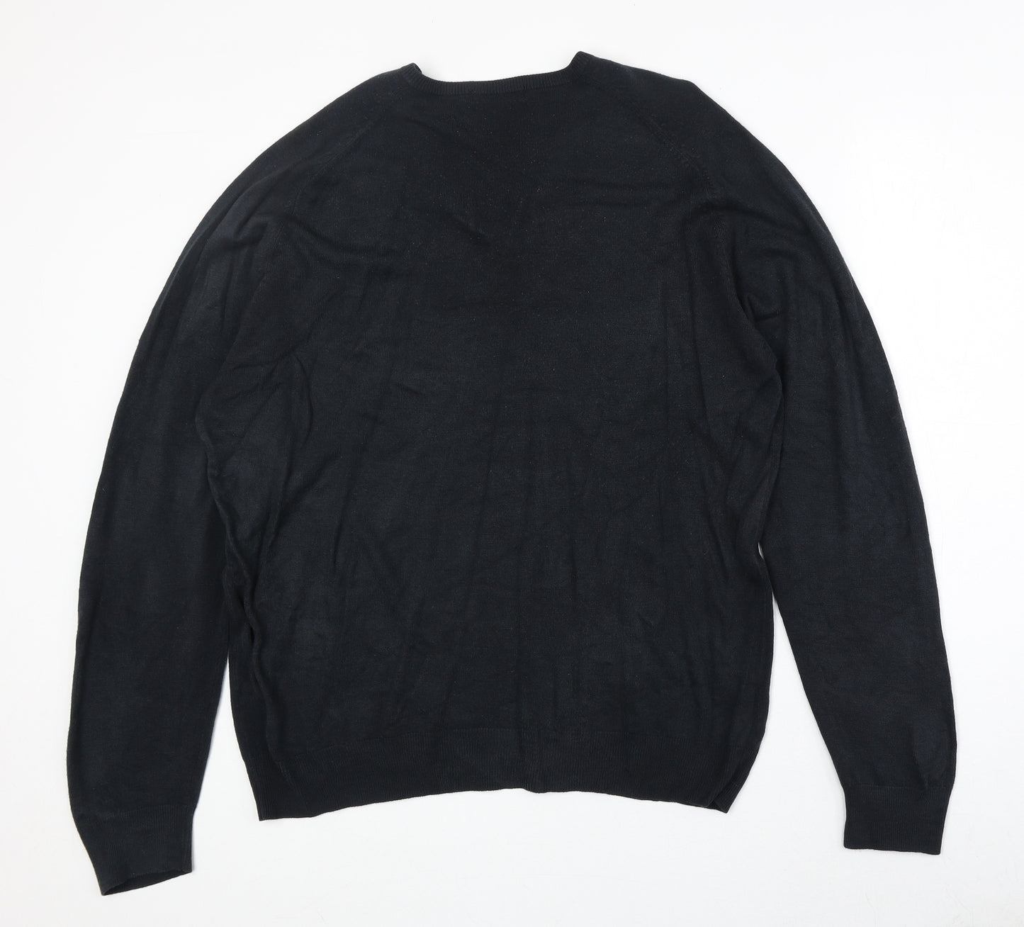 Marks and Spencer Mens Blue V-Neck Acrylic Pullover Jumper Size XL Long Sleeve