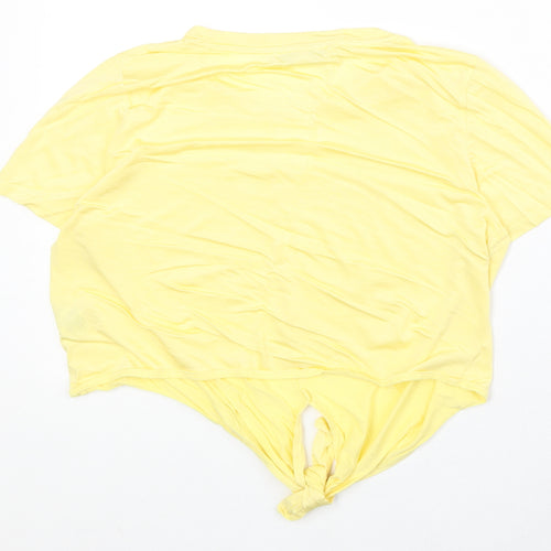FOREVER 21 Womens Yellow Cotton Basic T-Shirt Size L Round Neck
