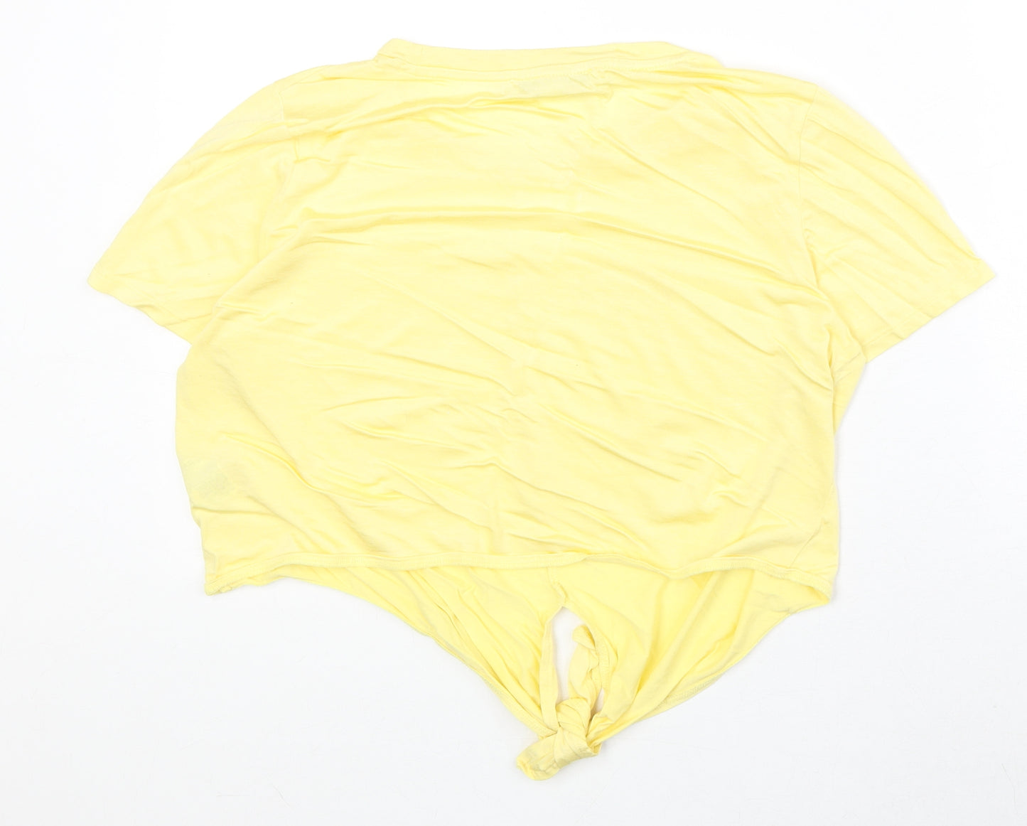FOREVER 21 Womens Yellow Cotton Basic T-Shirt Size L Round Neck