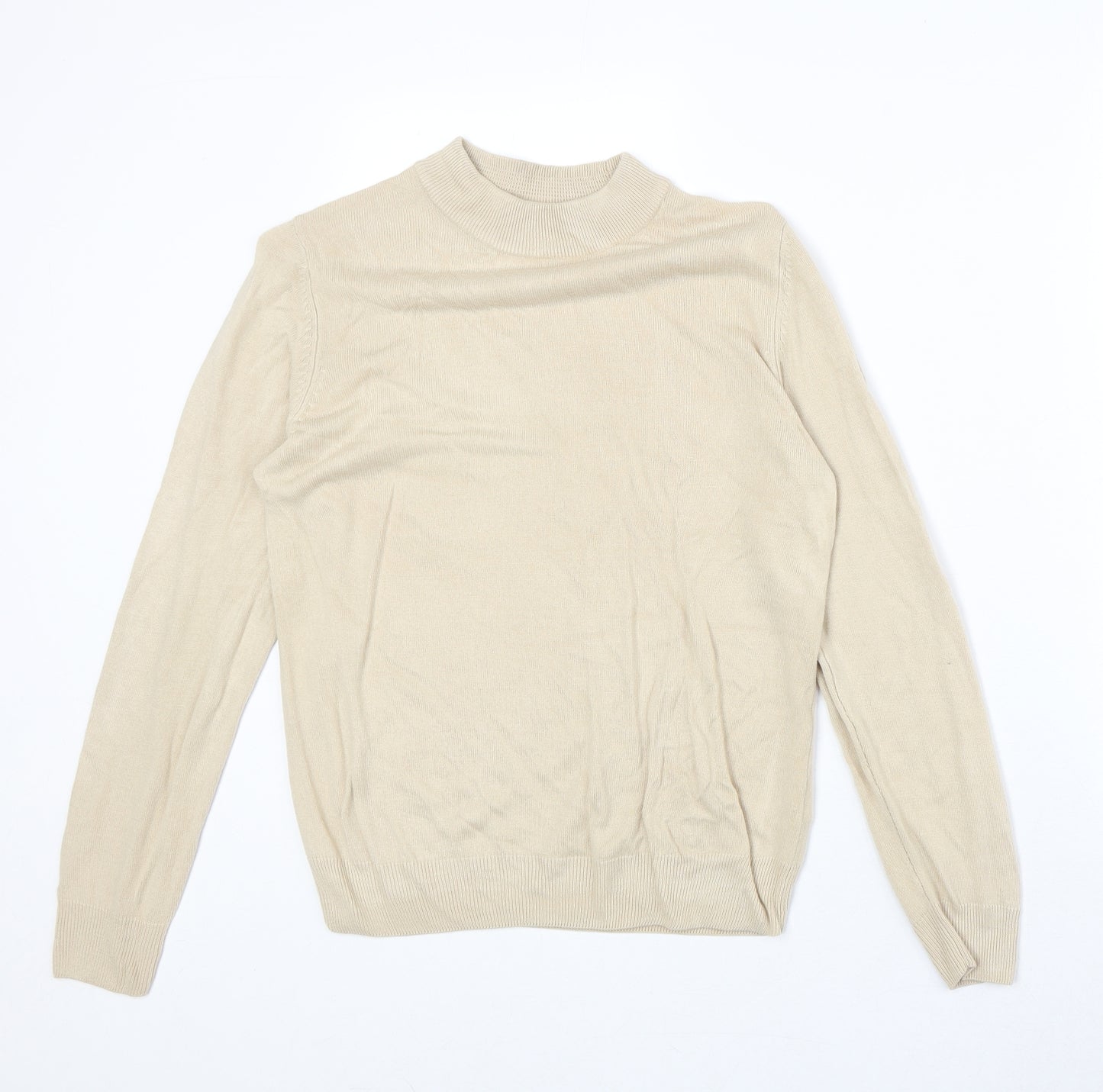 Marks and Spencer Womens Beige Round Neck Acrylic Pullover Jumper Size 10