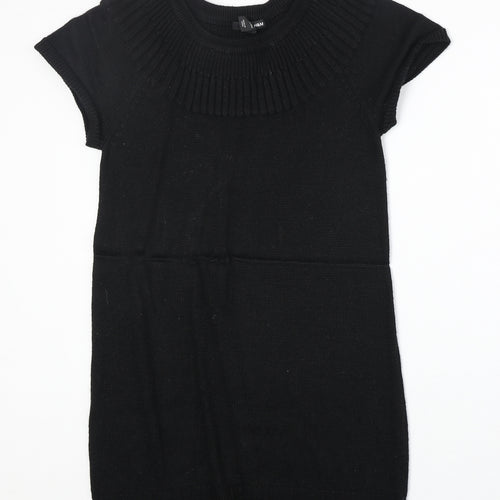 H&M Womens Black Acrylic Jumper Dress Size S Round Neck Pullover