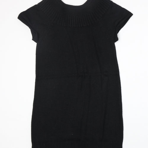 H&M Womens Black Acrylic Jumper Dress Size S Round Neck Pullover