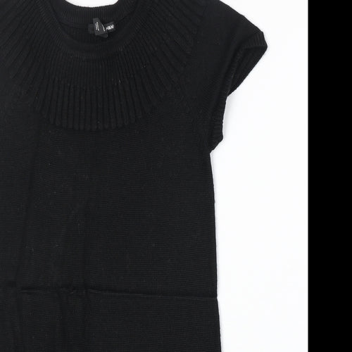 H&M Womens Black Acrylic Jumper Dress Size S Round Neck Pullover