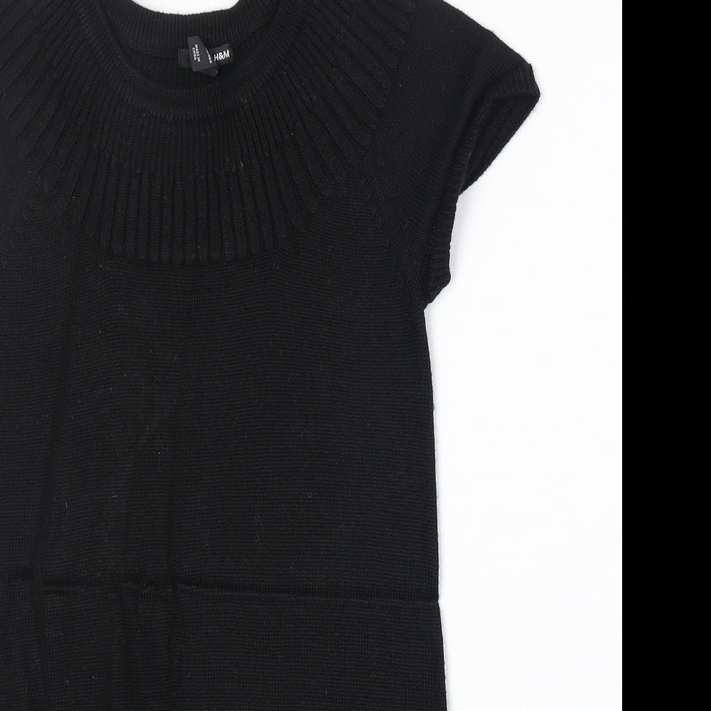 H&M Womens Black Acrylic Jumper Dress Size S Round Neck Pullover