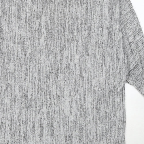 Krisp Womens Grey Boat Neck Polyester Pullover Jumper Size L - Lace Up Detail