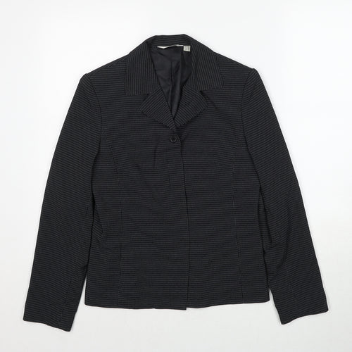 NEXT Womens Black Geometric Jacket Blazer Size 8 Button