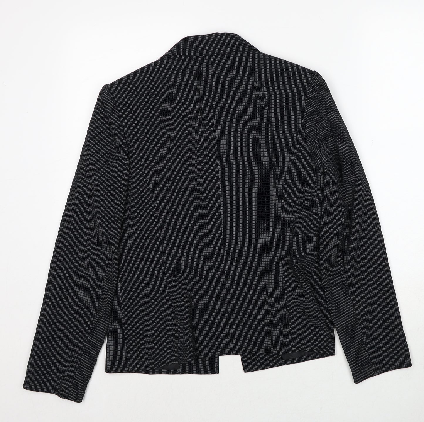 NEXT Womens Black Geometric Jacket Blazer Size 8 Button