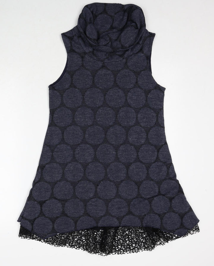 Apricot Womens Blue Polka Dot Polyester Trapeze & Swing Size 8 Roll Neck Pullover