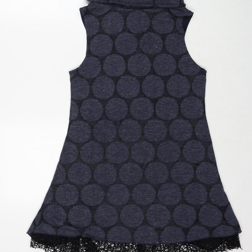 Apricot Womens Blue Polka Dot Polyester Trapeze & Swing Size 8 Roll Neck Pullover