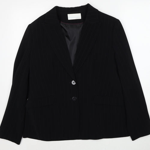 AMARANTO Womens Black Polyester Jacket Blazer Size 16