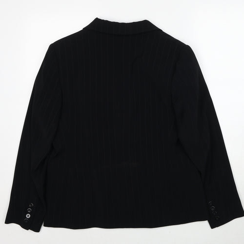 AMARANTO Womens Black Polyester Jacket Blazer Size 16