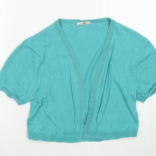 TU Womens Blue V-Neck Cotton Cardigan Jumper Size 10