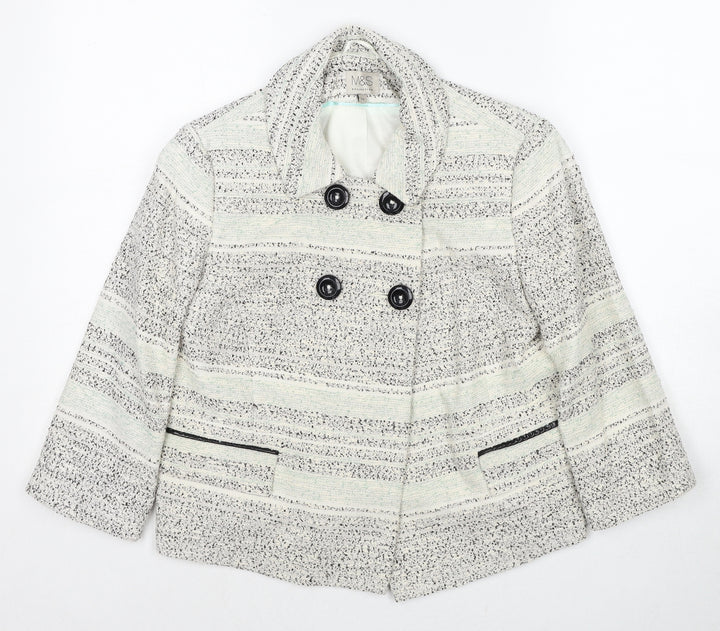 Marks and Spencer Womens Grey Striped Jacket Size 12 Button
