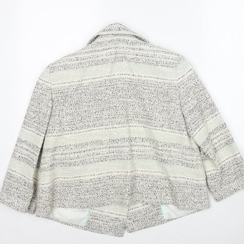 Marks and Spencer Womens Grey Striped Jacket Size 12 Button