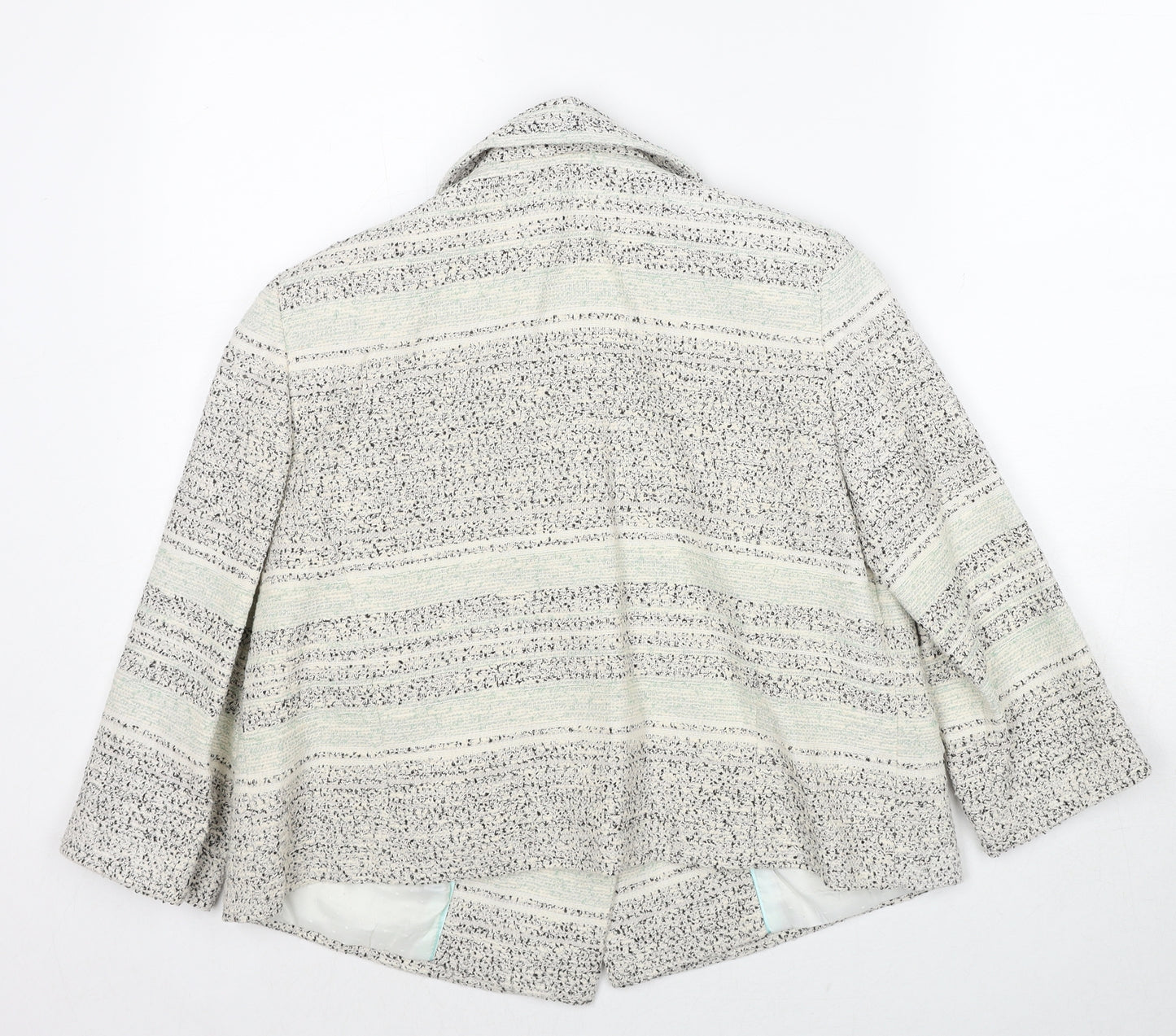 Marks and Spencer Womens Grey Striped Jacket Size 12 Button