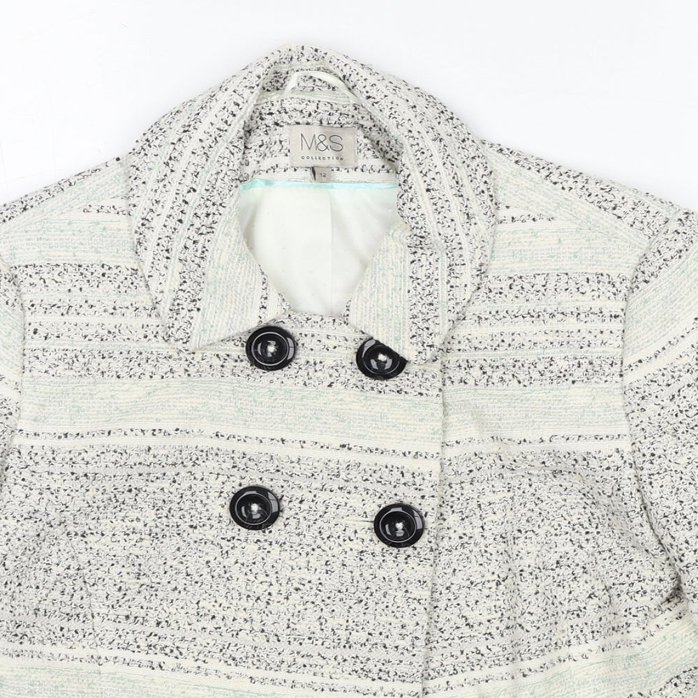 Marks and Spencer Womens Grey Striped Jacket Size 12 Button
