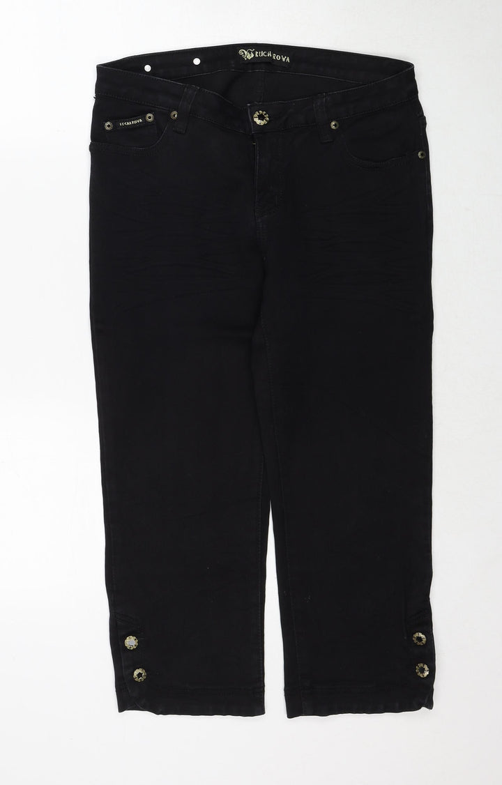 Hucharowa Womens Black Cotton Straight Jeans Size 31 in Regular Zip