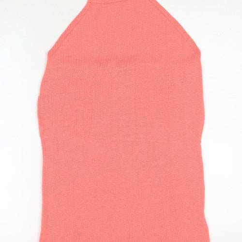 Boohoo Womens Pink Acrylic A-Line Size L Halter Tie