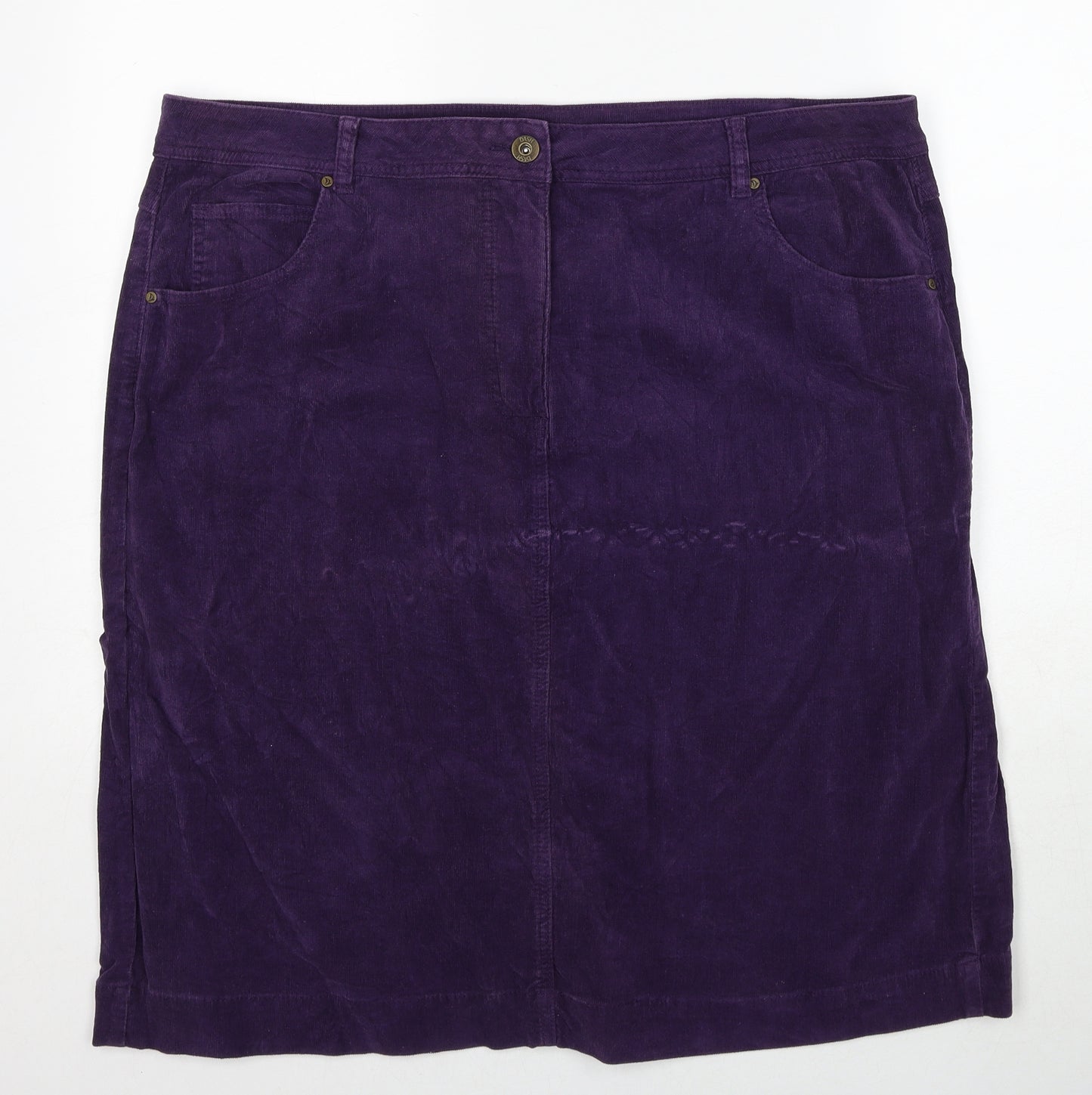 DASH Womens Purple Cotton A-Line Skirt Size 22 Zip
