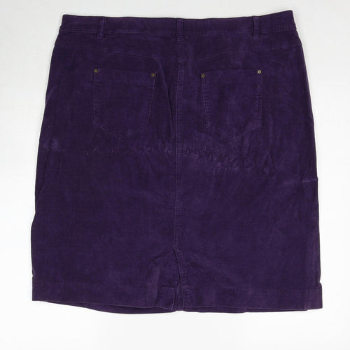 DASH Womens Purple Cotton A-Line Skirt Size 22 Zip