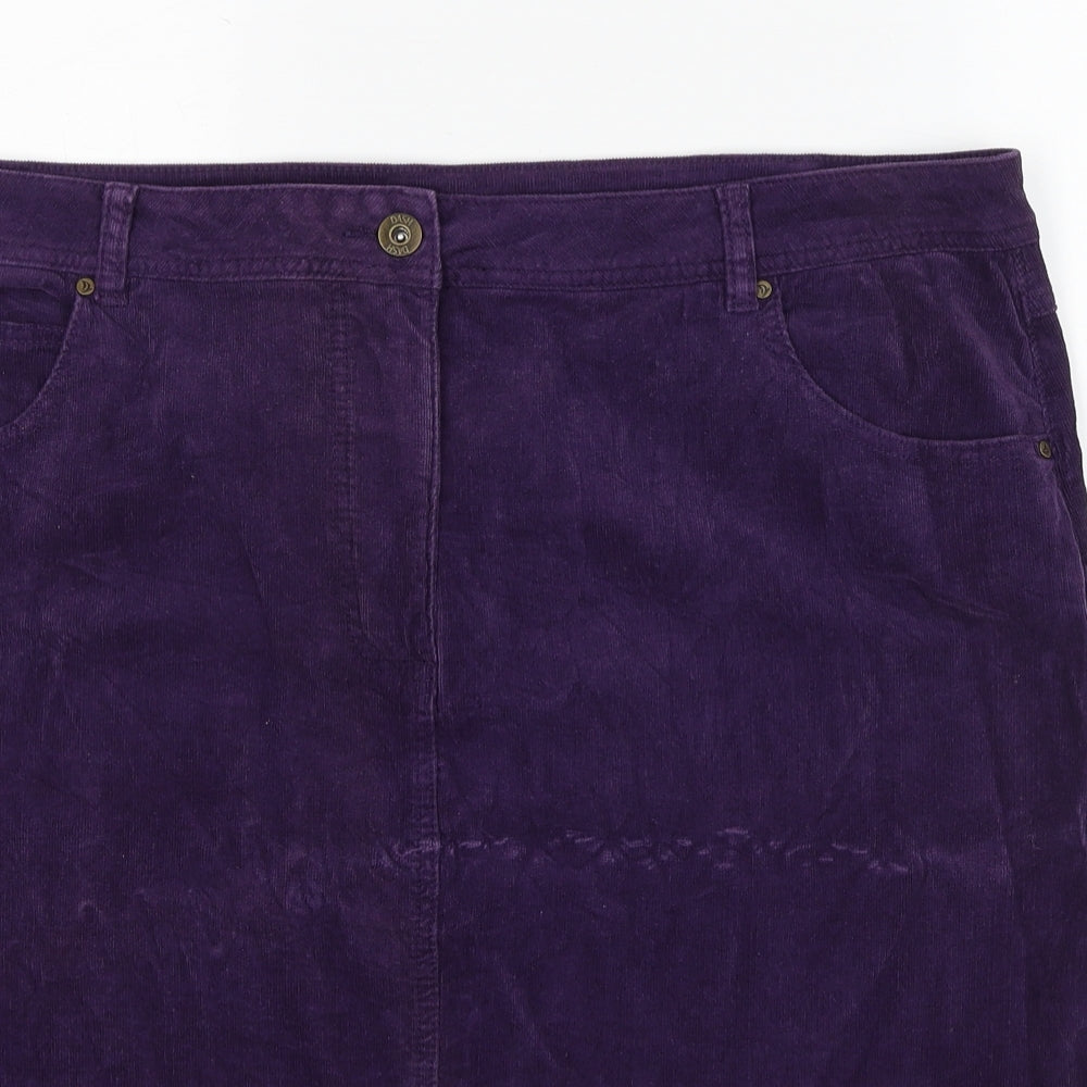 DASH Womens Purple Cotton A-Line Skirt Size 22 Zip