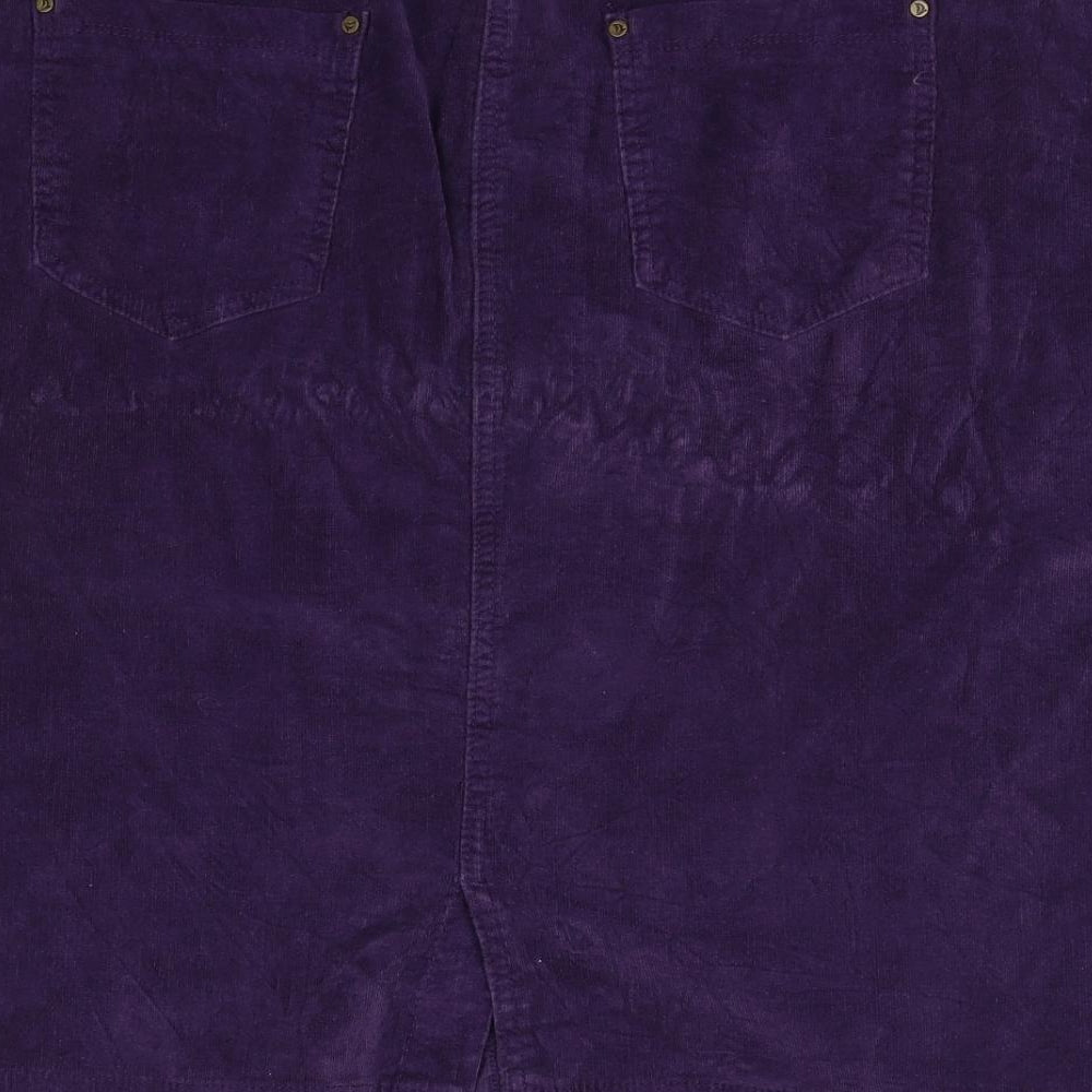 DASH Womens Purple Cotton A-Line Skirt Size 22 Zip