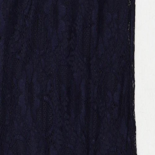 New Look Womens Blue Polyamide Slip Dress Size 8 Round Neck Zip