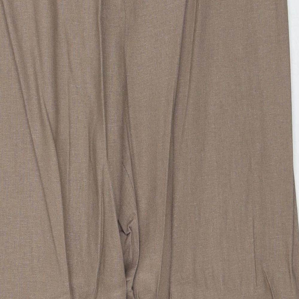 George Womens Brown Linen Trousers Size 14 Regular Zip