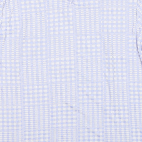Anthology Womens Blue Geometric Viscose Basic Blouse Size 14 Round Neck