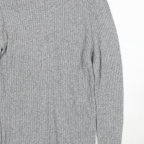 NEXT Mens Grey V-Neck Cotton Full Zip Jumper Size M Long Sleeve