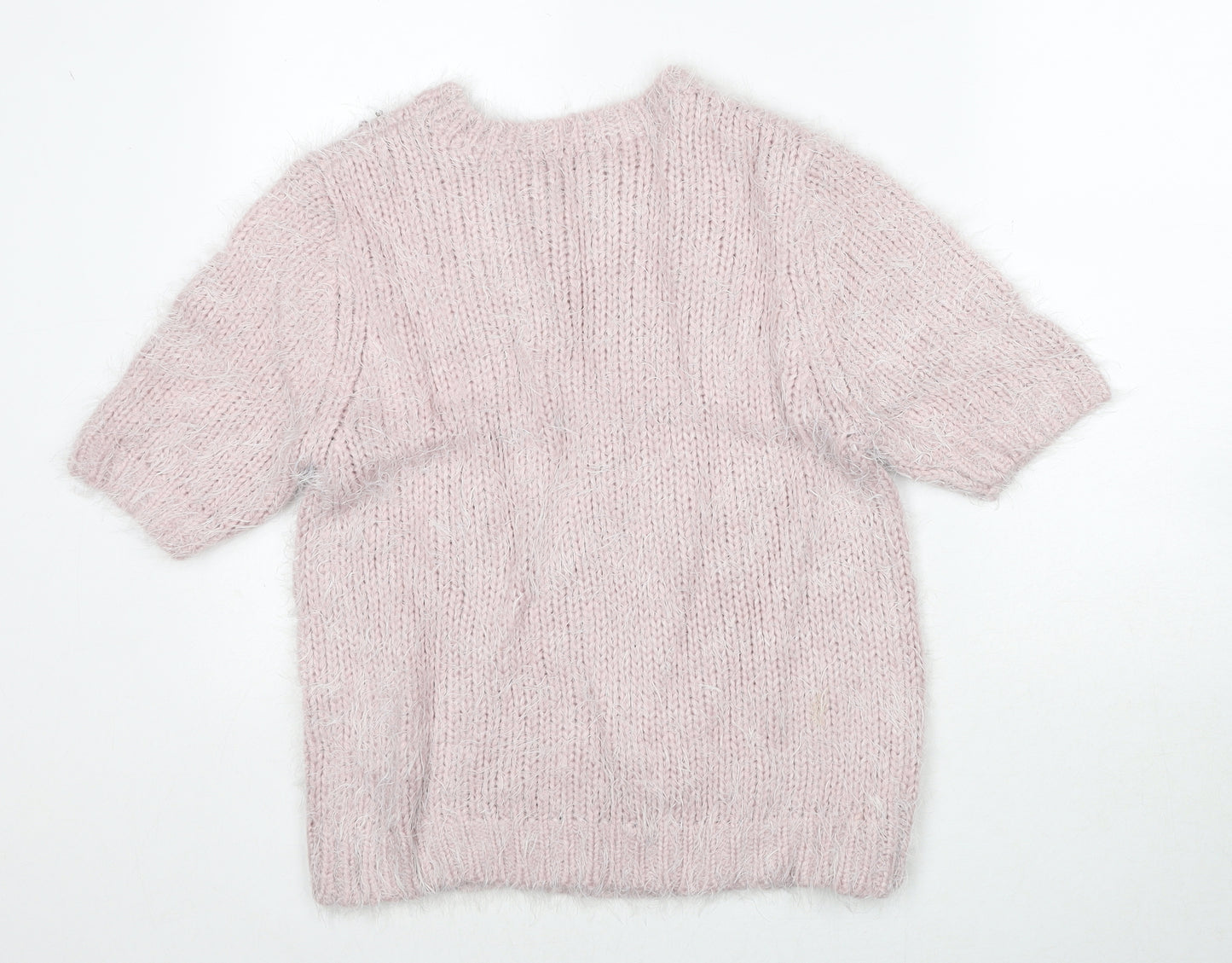 New Look Womens Pink Round Neck Acrylic Pullover Jumper Size 18