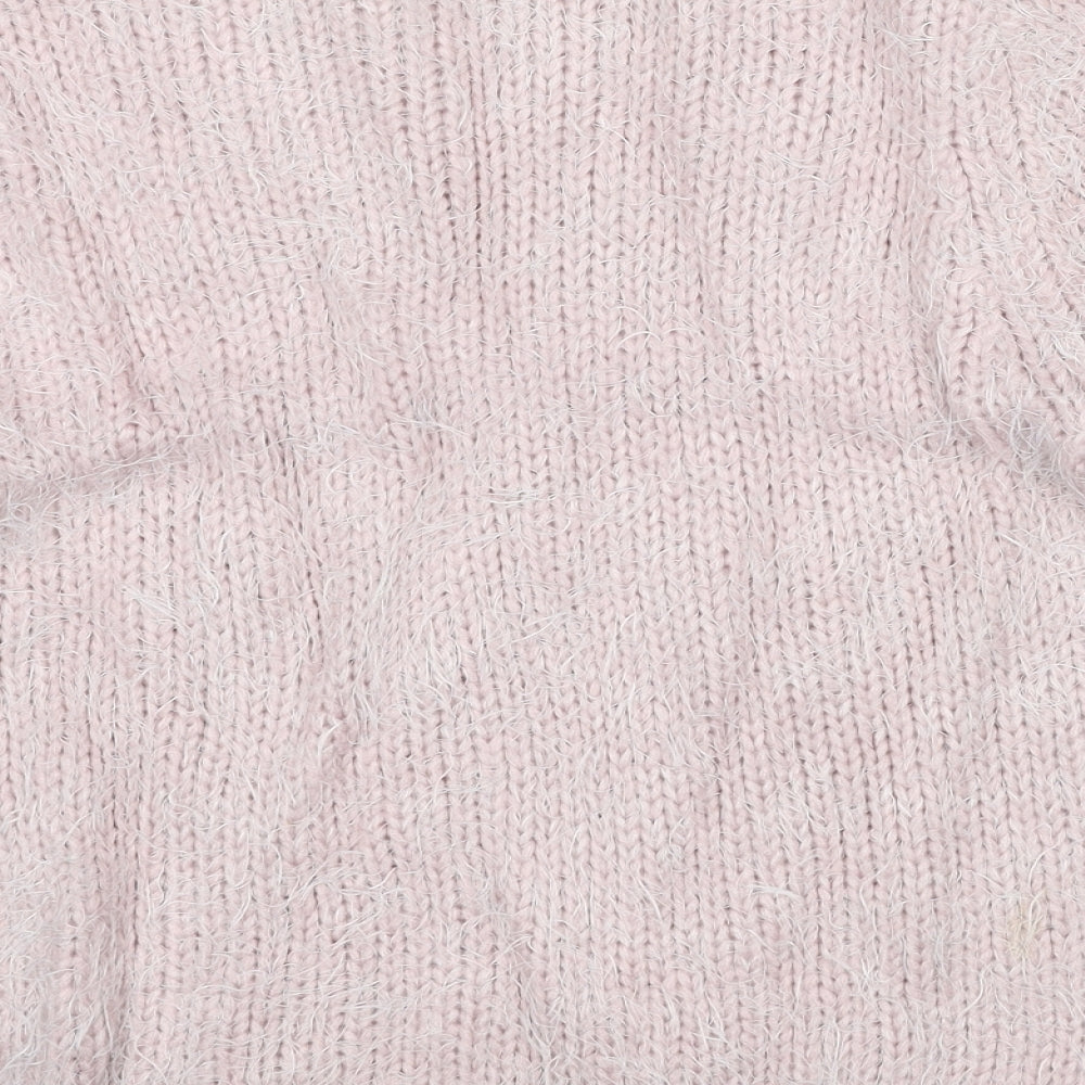 New Look Womens Pink Round Neck Acrylic Pullover Jumper Size 18
