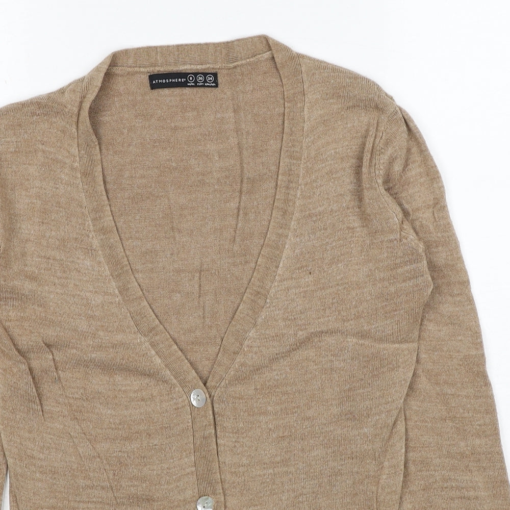 Atmosphere Womens Brown V-Neck Acrylic Cardigan Jumper Size 8
