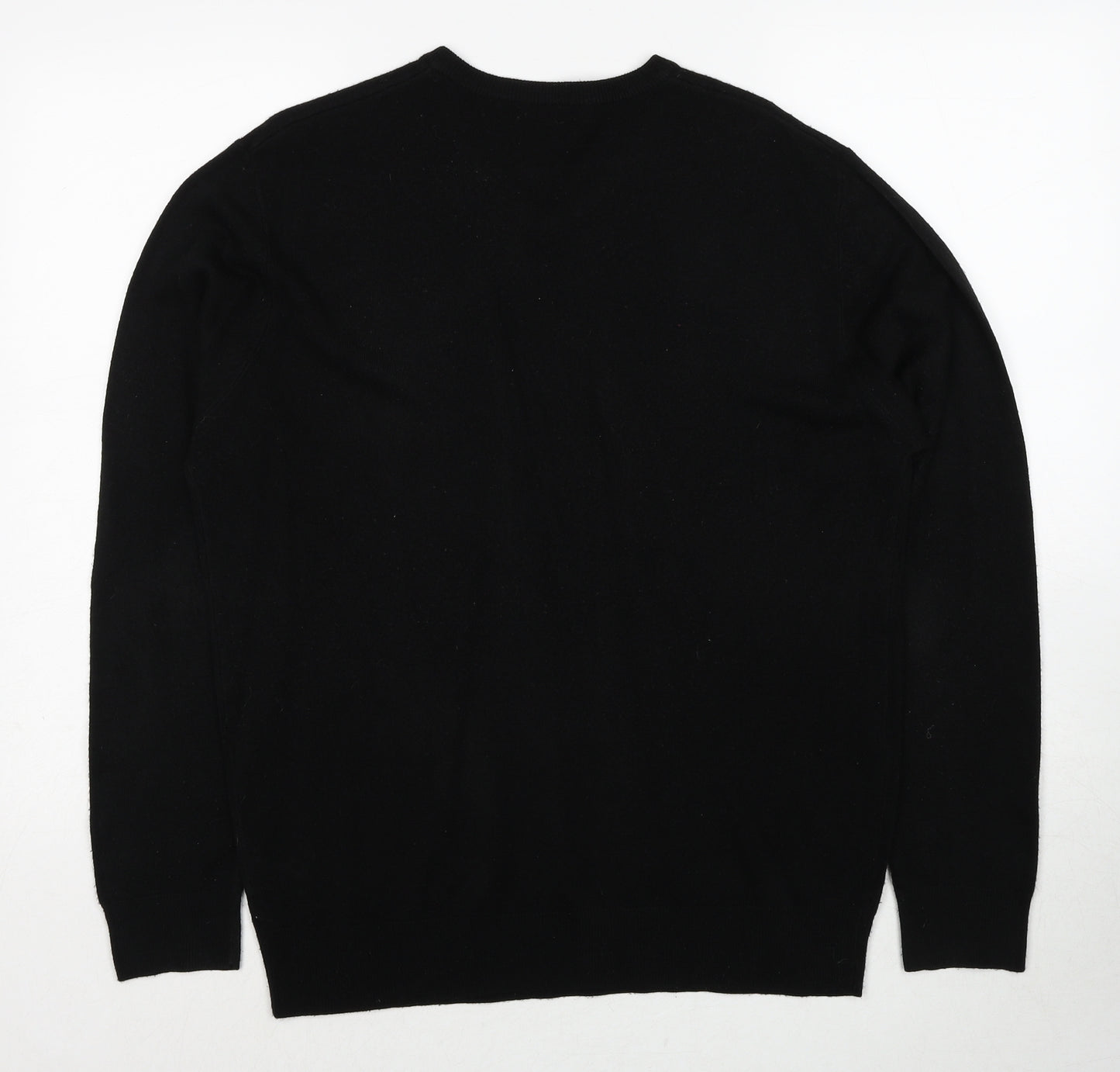 Thomas Nash Mens Black V-Neck Acetate Pullover Jumper Size M Long Sleeve