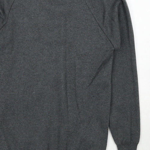 MagicFit Mens Grey V-Neck Cotton Pullover Jumper Size S Long Sleeve
