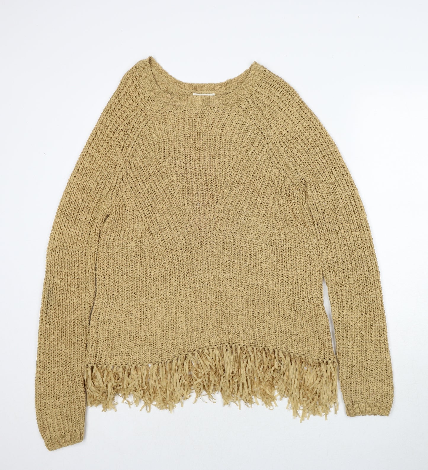 H&M Womens Beige Round Neck Acrylic Pullover Jumper Size M