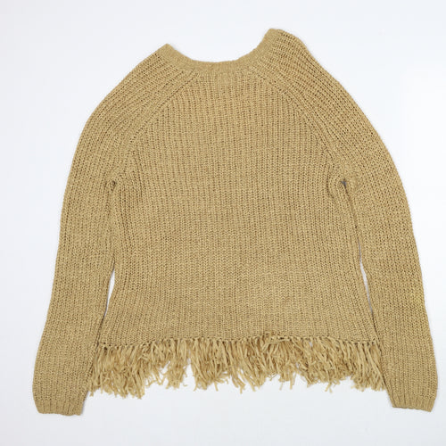 H&M Womens Beige Round Neck Acrylic Pullover Jumper Size M