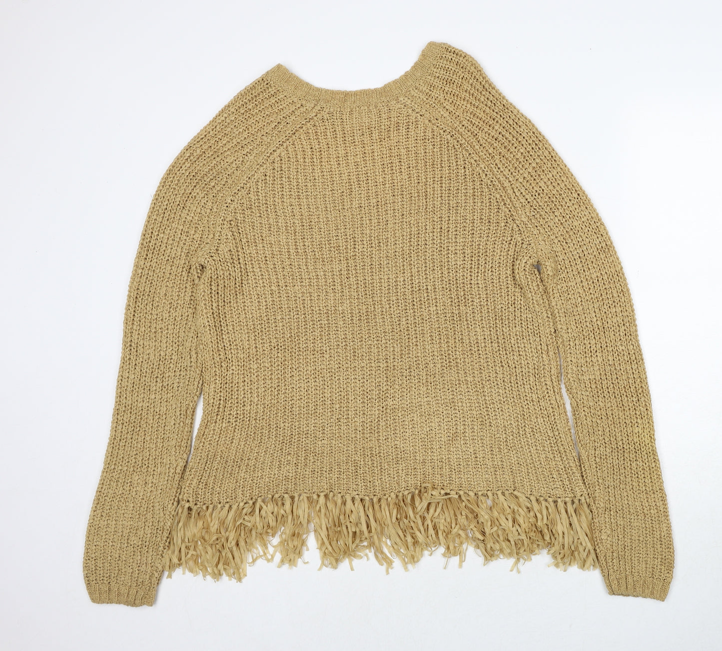 H&M Womens Beige Round Neck Acrylic Pullover Jumper Size M