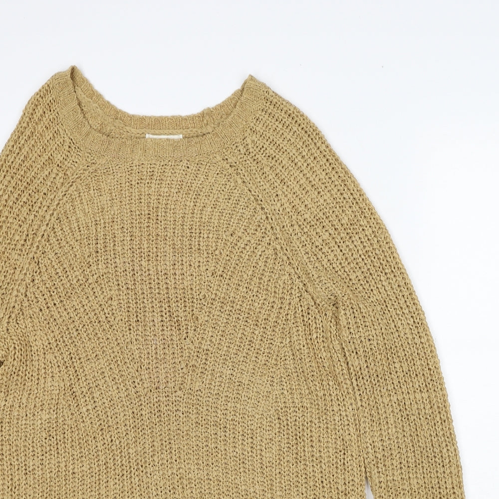 H&M Womens Beige Round Neck Acrylic Pullover Jumper Size M
