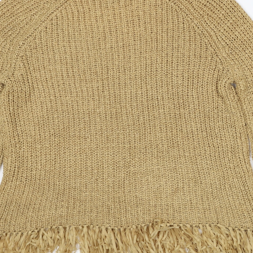 H&M Womens Beige Round Neck Acrylic Pullover Jumper Size M
