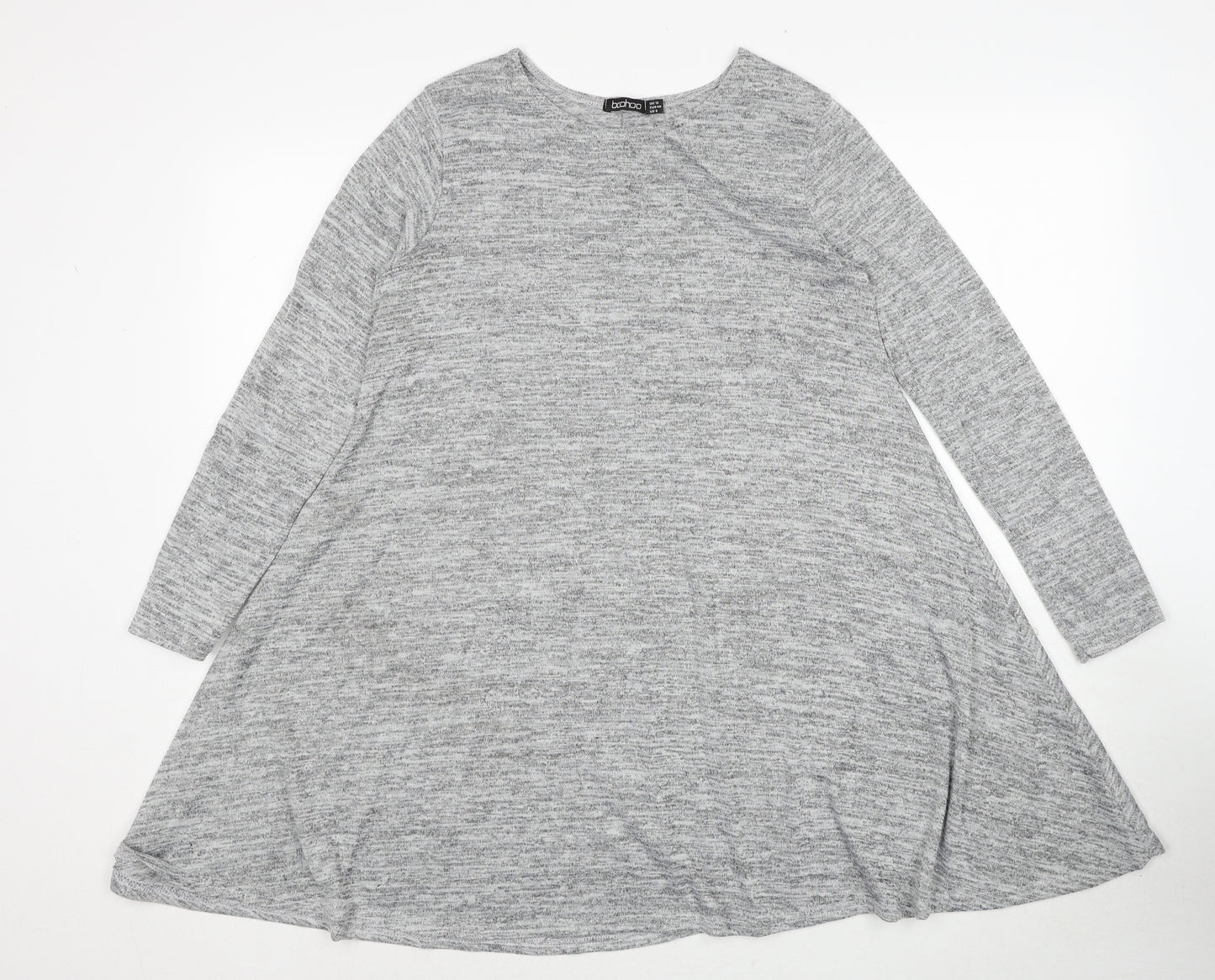 Boohoo Womens Grey Polyester Jumper Dress Size 12 Round Neck