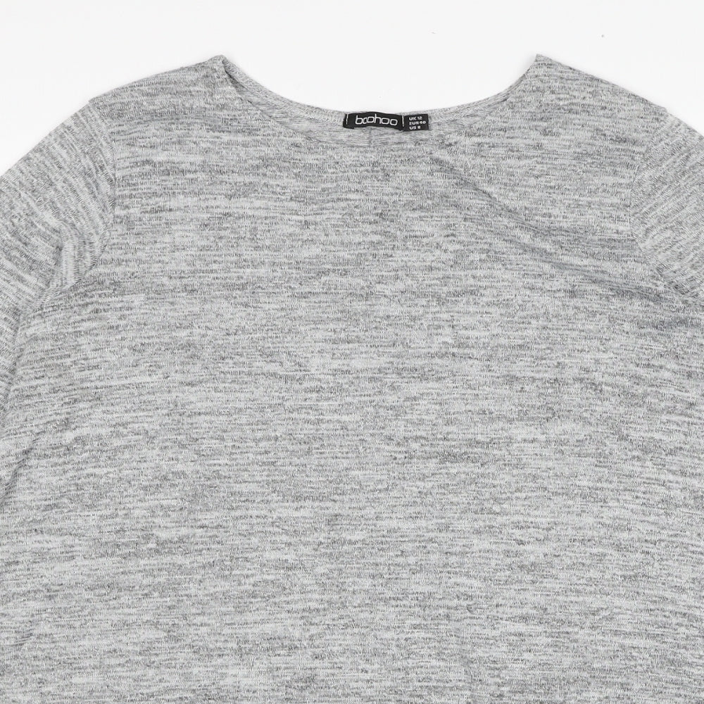 Boohoo Womens Grey Polyester Jumper Dress Size 12 Round Neck