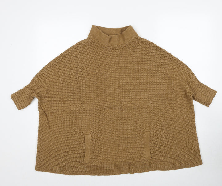 H&M Womens Brown Mock Neck Acrylic Pullover Jumper Size XS