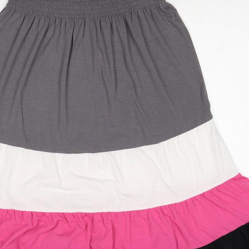 Derek Heart Womens Multicoloured Colourblock Polyester Tank Dress Size S Square Neck Pullover