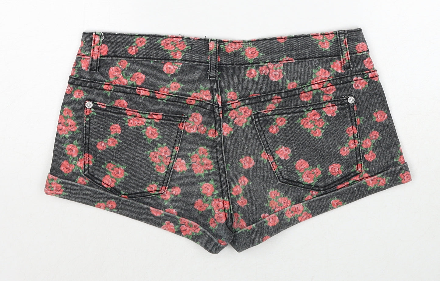 FOREVER 21 Womens Black Floral Cotton Mom Shorts Size 27 in Regular Zip