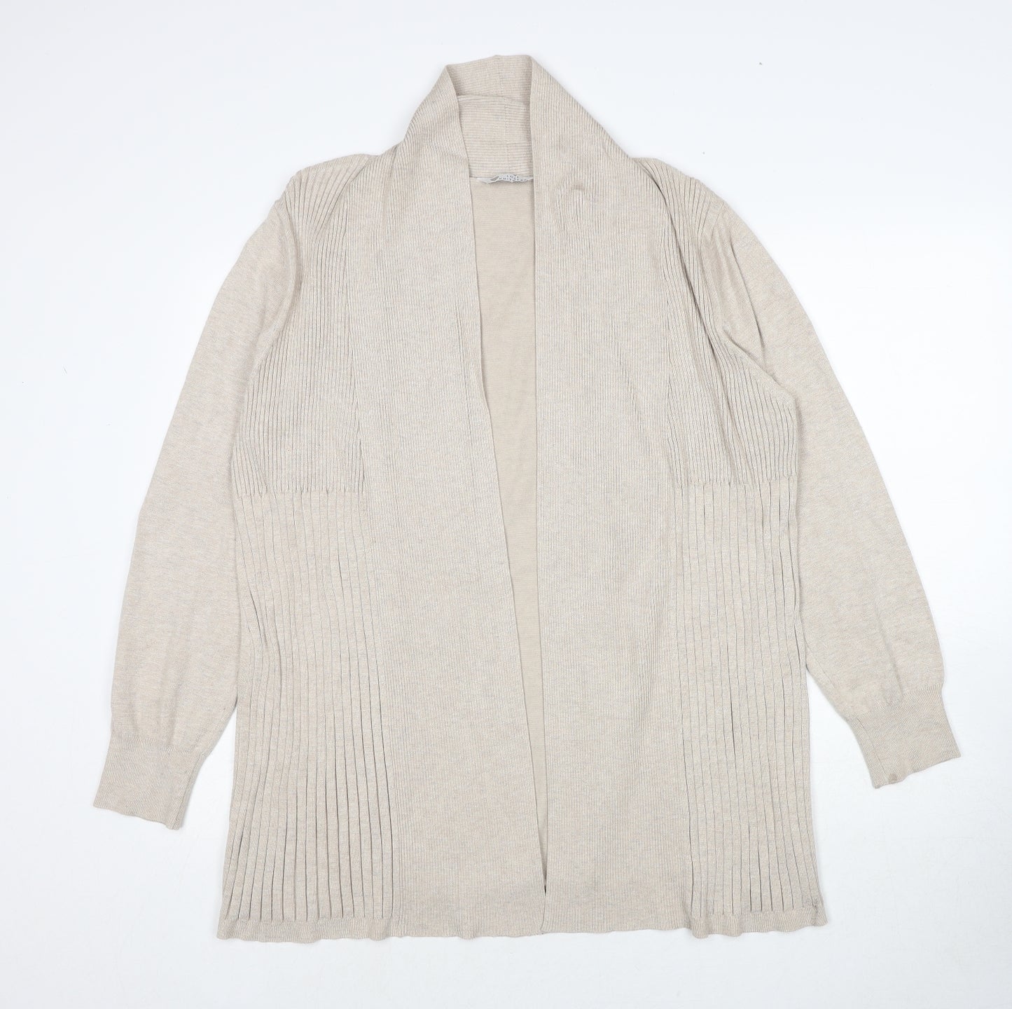BHS Womens Beige V-Neck Viscose Cardigan Jumper Size 18